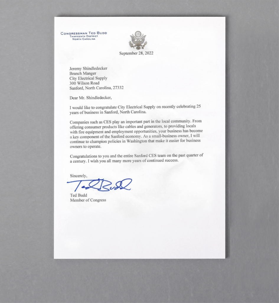 ces-sanford-receives-letter-of-appreciation-from-nc-congressman-cesnews